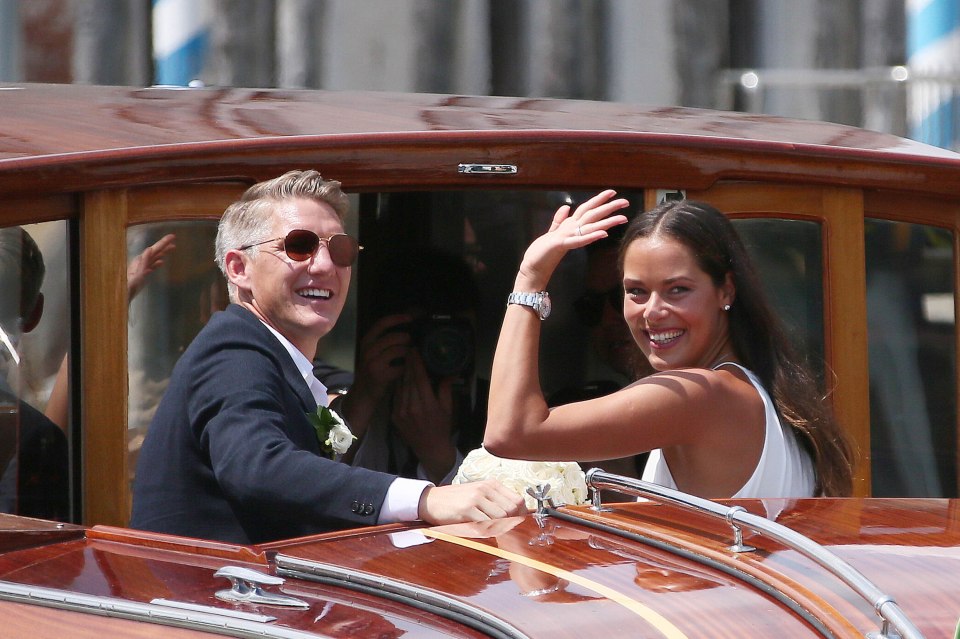  Bastian Schweinsteiger and Ana Ivanovic were married in Venice and made their exit from the ceremony along the famous canals