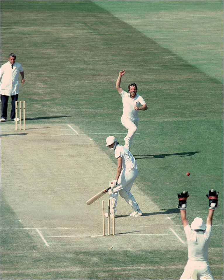  Ian Botham yorks Terry Alderman, sealing victory and another sensational turnaround for England in the fourth Test at Edgbaston.
