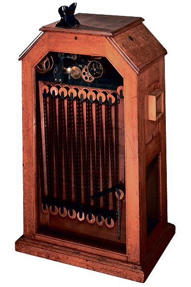  Edison's kinetoscope, 1894. Looking in through the viewing angle and turning a handle, you could see a looped 20-second film