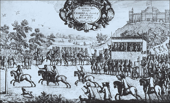  A race near Windsor Castle, Berkshire, in the presence of King Charles II (1630-1685), August 14th, 1684