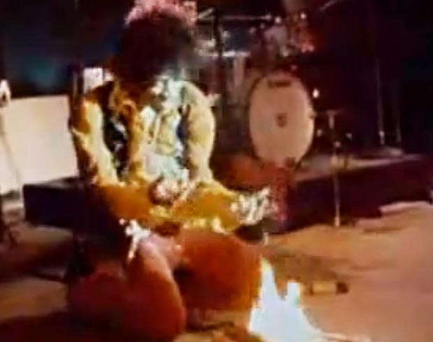 Hendrix on fire at the Monterey festival. One of the most famous electric guitars in Rock'n'Roll history -- that was so good even Jimi Hendrix