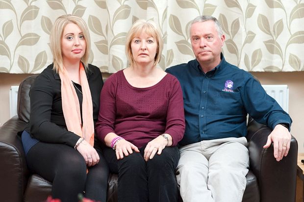 Hollie Gazzard's family (from left) sister Chloe, 24, mother Mandy, 47, and father Nick, 50