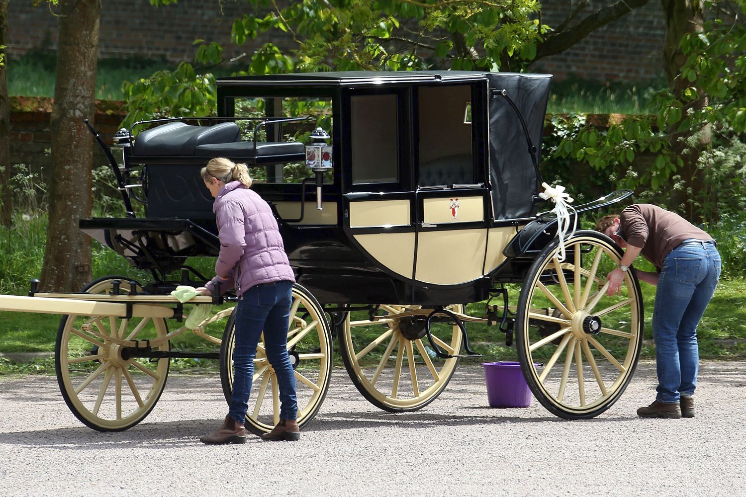 The couple's horsedrawn carriage