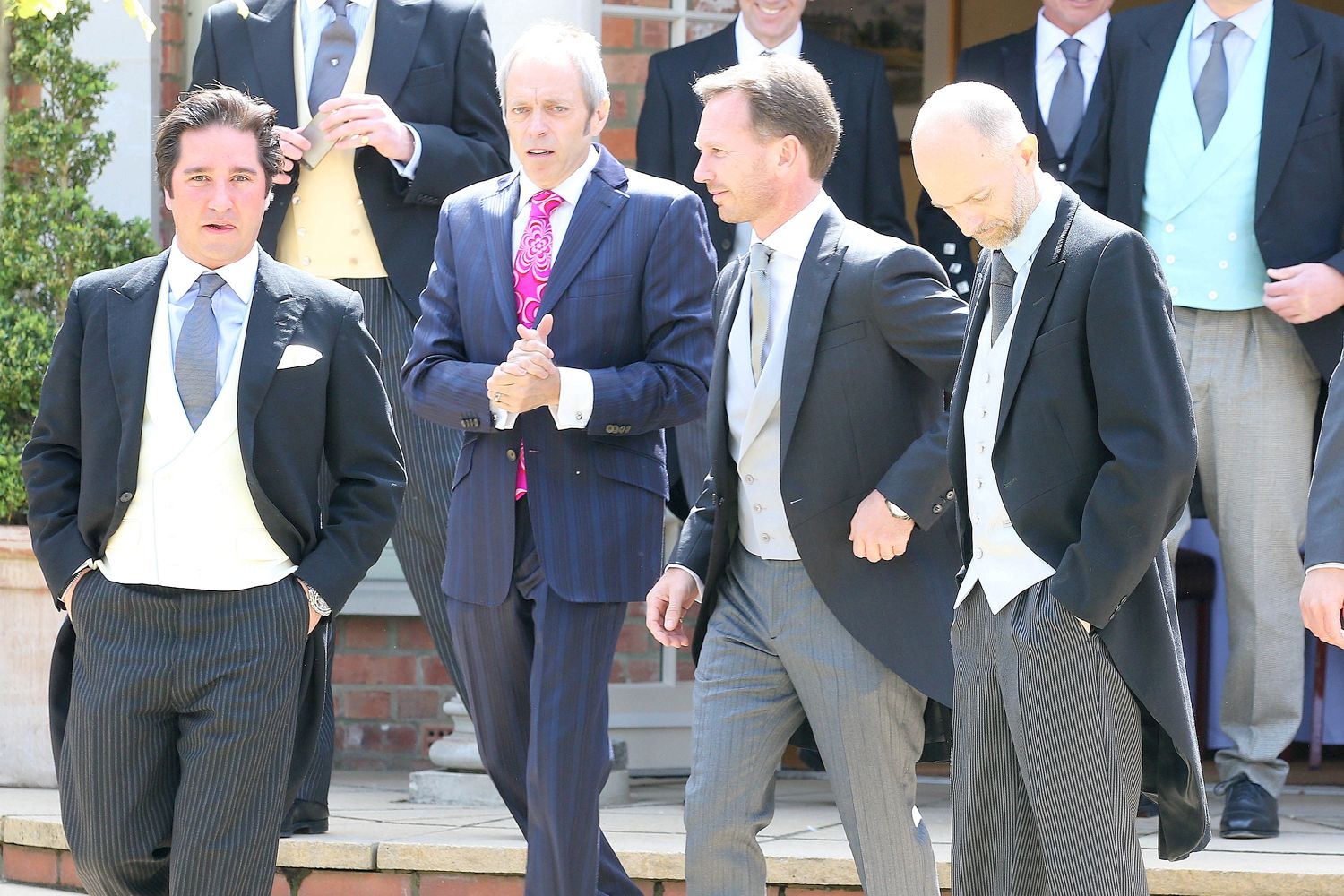 With his ushers at a nearby hotel