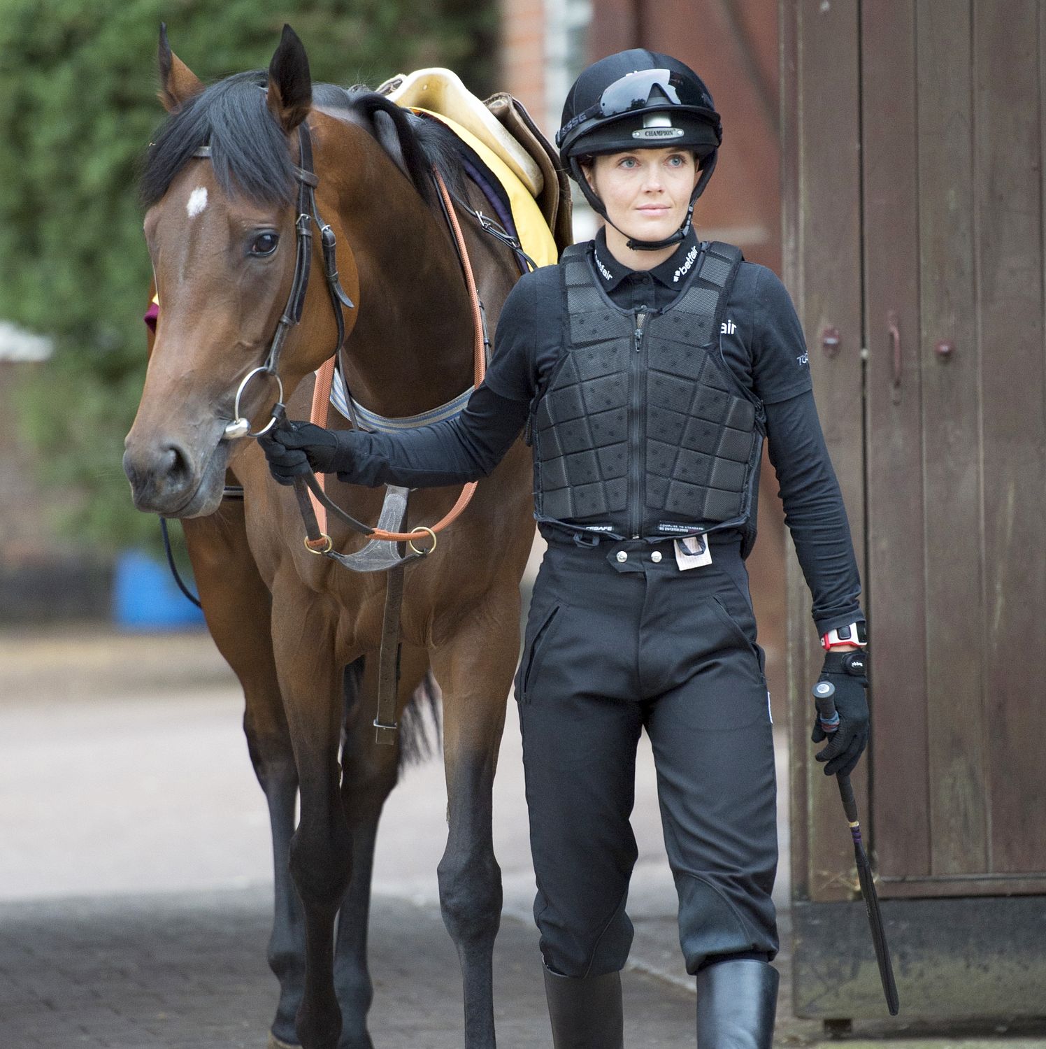 Fine pedigree . . . Victoria with filly Sampera at Newmarket stables