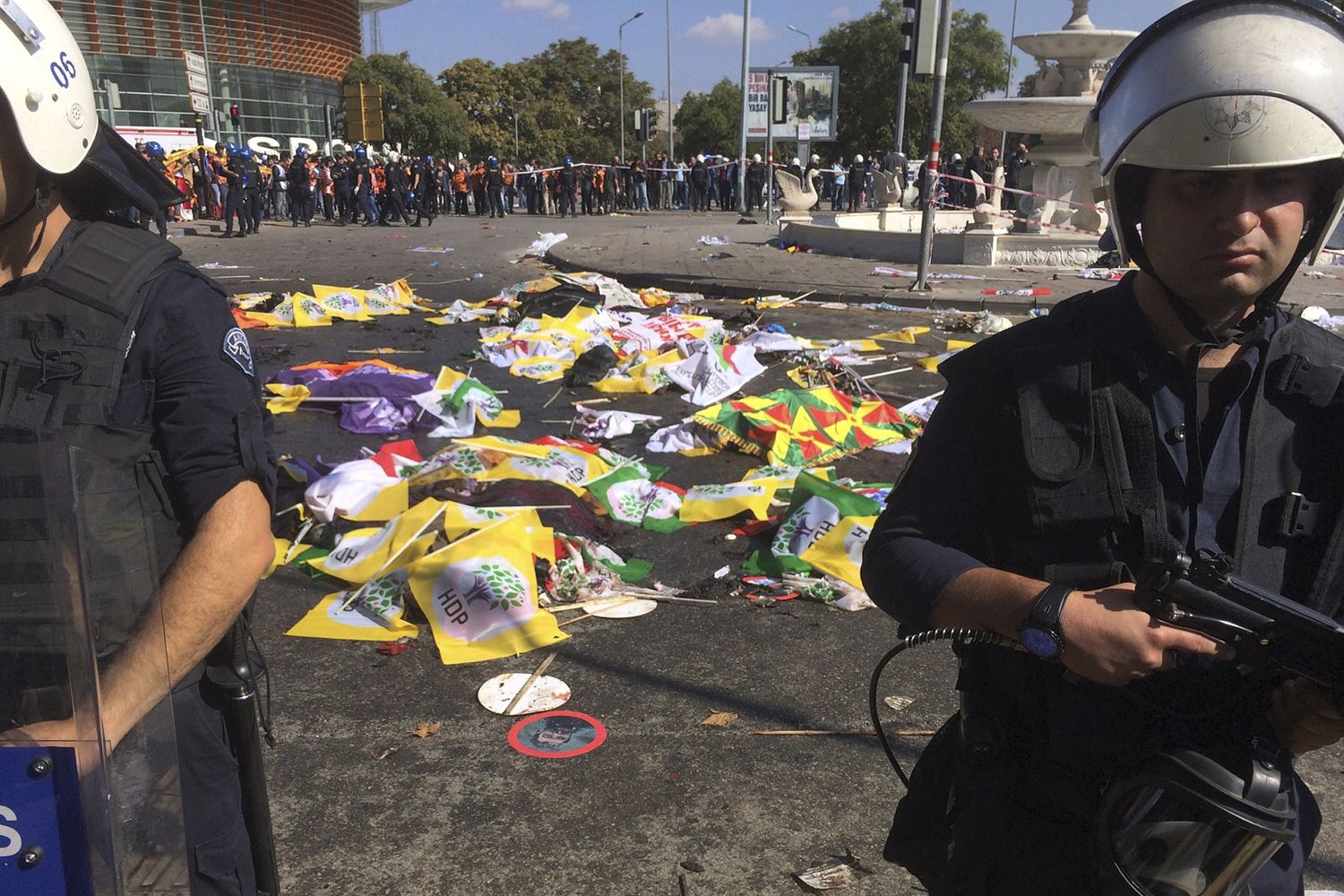 Turkish security forces stand guard at scene