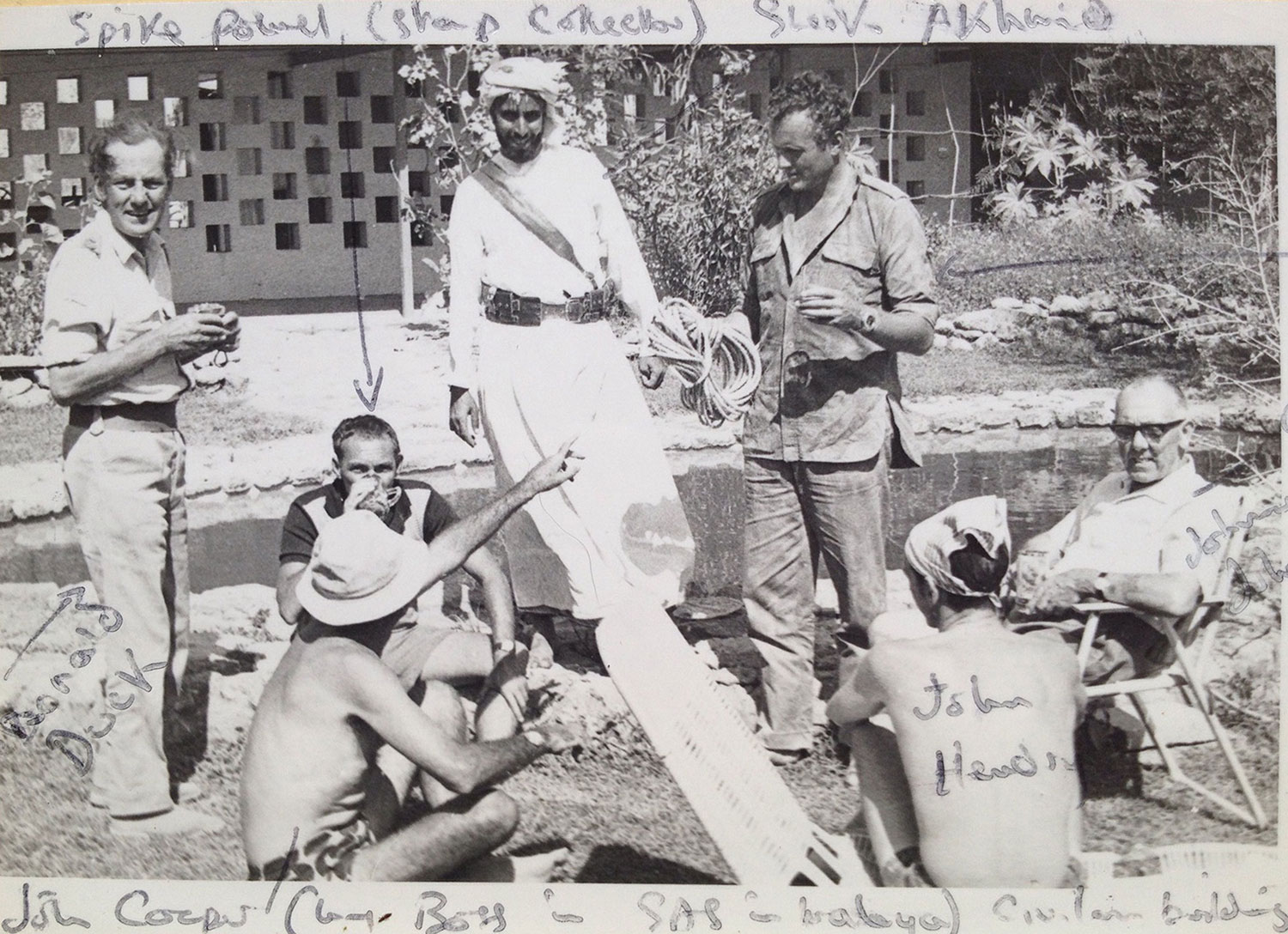 ndated family handout photo of Peter Bennett, (right standing) in Oman, whilst serving with the SAS, now 80 and sufferering from dementia, who is distraught after losing his service medals when he visited London for the opening of the Field of Remembrance at Westminster Abbey on Thursday, when Prince Harry and the Duke of Edinburgh paid tribute to Britain's fallen soldiers. PRESS ASSOCIATION Photo. Issue date: Sunday November 8, 2015. His daughter, Giulia Bennett, appealed for help on Facebook after her father lost his beret and medals. She wrote: "Sadly, he has dementia and lost everything (his blue overcoat and green suit bag) when he visited London for the remembrance service at Westminster Abbey. "It is very upsetting. He keeps asking for them." Mr Bennett stayed at the Victory Services Club overnight before leaving the capital from King's Cross to return to Grantham at 6pm on Friday, Ms Bennett said. She added: "He could have lost his coat anywhere (SAS club or anywhere else he went). His bag in a taxi, King's Cross or on the train home. See PA story MEMORIAL Remembrance Medals. Photo credit should read: Family Handout/PA Wire NOTE TO EDITORS: This handout photo may only be used in for editorial reporting purposes for the contemporaneous illustration of events, things or the people in the image or facts mentioned in the caption. Reuse of the picture may require further permission from the copyright holder.