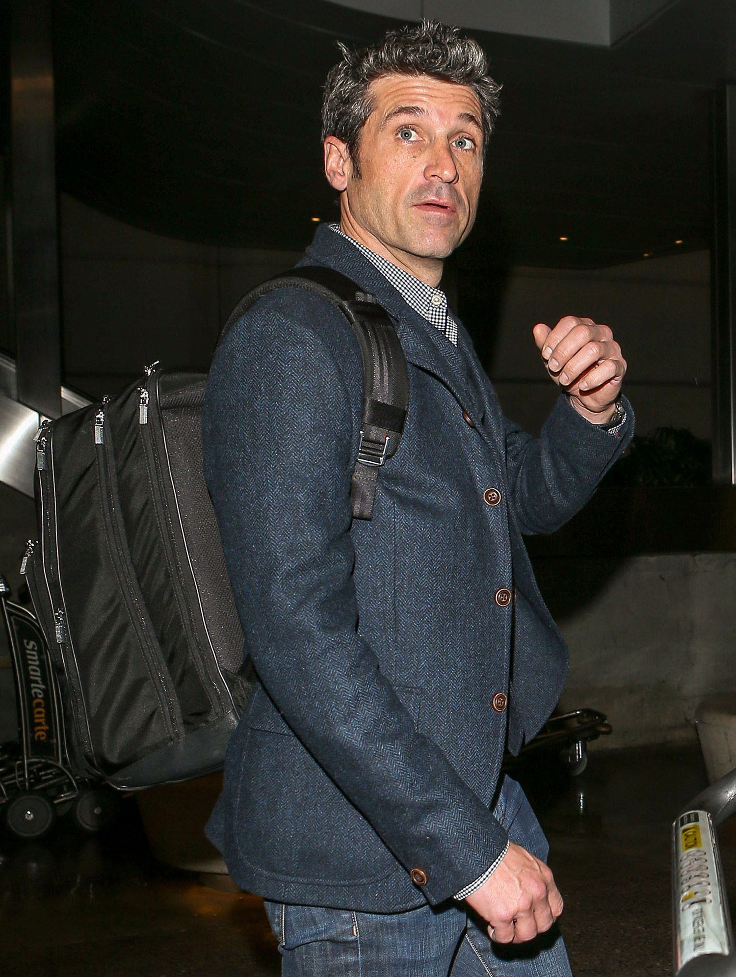 Picture Shows: Patrick Dempsey December 21, 2015 'Bridget Jones's Baby' actor Patrick Dempsey is seen arriving on a flight at LAX airport in Los Angeles, California. Patrick recently stated in an interview that he is 'reinvigorated' after leaving 'Grey's Anatomy'. Non-Exclusive UK RIGHTS ONLY Pictures by : FameFlynet UK Â© 2015 Tel : +44 (0)20 3551 5049 Email : info@fameflynet.uk.com