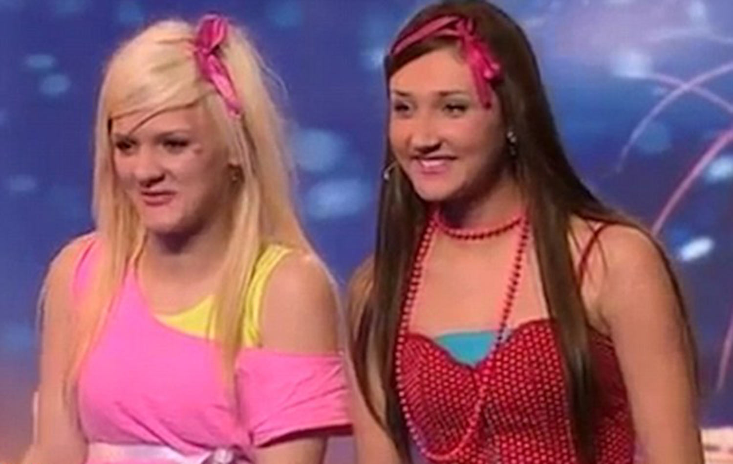 A teenage Megan McKenna and bandmate, auditioning for Britain's Got Talent.