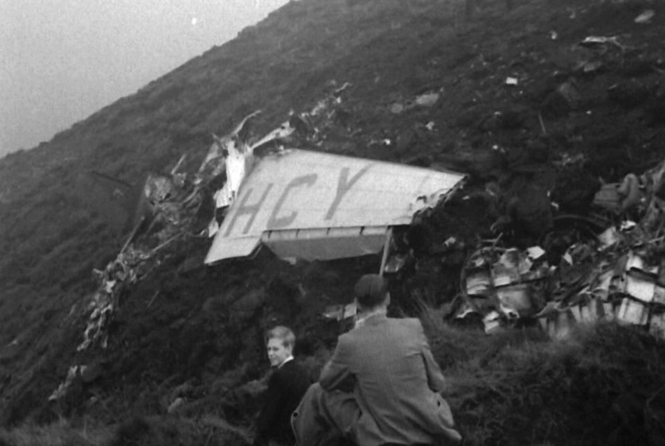  Aftermath ... wreckage strewn on moor after smash in 1949