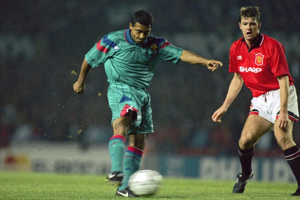  Romario in action for Barcelona against Manchester United in the Champions League