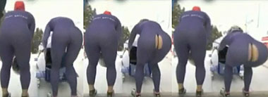 A video of a British female bobsleigh rider splitting her pants at the World Championships in Switzerland has become an overnight video sensation.