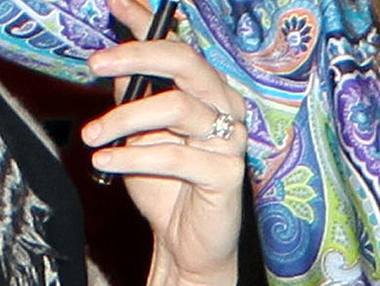 Steven Tyler and his girlfriend Erin Brady show off her diamond engagement ring