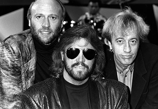 The Bee Gees at rehearsals for the world music video awards at The Hippodrome Barry Maurice and Robin