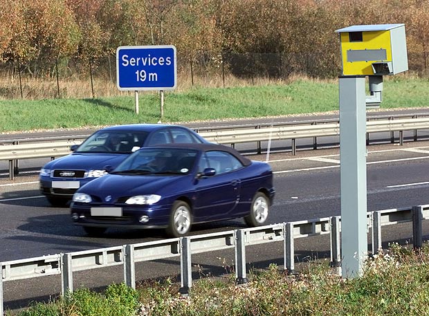 The notorious GATSO speed camera on the southbound carriageway of the M11 that caught MP Chris Huhne who has today pleaded guilty to perverting the course of justice over accusations he persuaded his then wife in 2003 to take the blame for a speeding offence he had committed