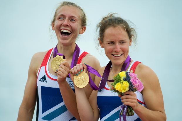 SMILES BETTER ... Copeland and Hosking show off their medals