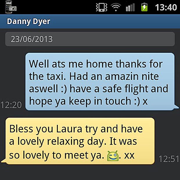 Laura Boyd text messages with Danny Dyer