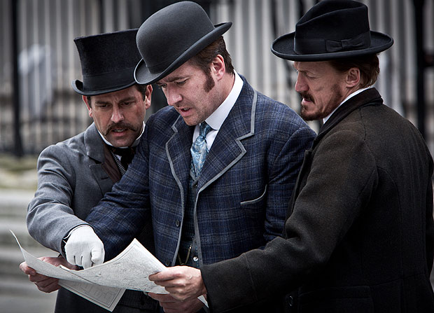 : Programme Name: Ripper Street - TX: n/a - Episode: n/a (No. 3) - Embargoed for publication until: n/a - Picture Shows: Sidney Ressler (PATRICK BALADI), Edmund Reid (MATTHEW MACFADYEN), Bennet Drake (JEROME FLYNN) - (C) Tiger Aspect - Photographer: Jonathan Hession