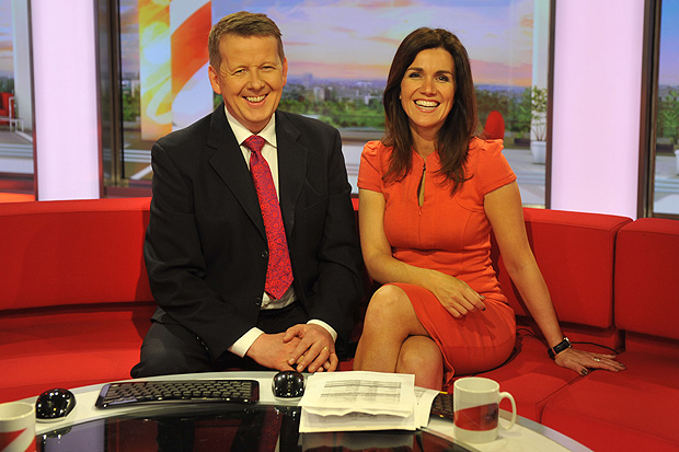 : Programme Name: BBC Breakfast - TX: n/a - Episode: n/a (No. n/a) - Embargoed for publication until: 05/04/2012 - Picture Shows: L - R Bill Turnbull, Susanna Reid - (C) BBC - Photographer: Jeff Overs