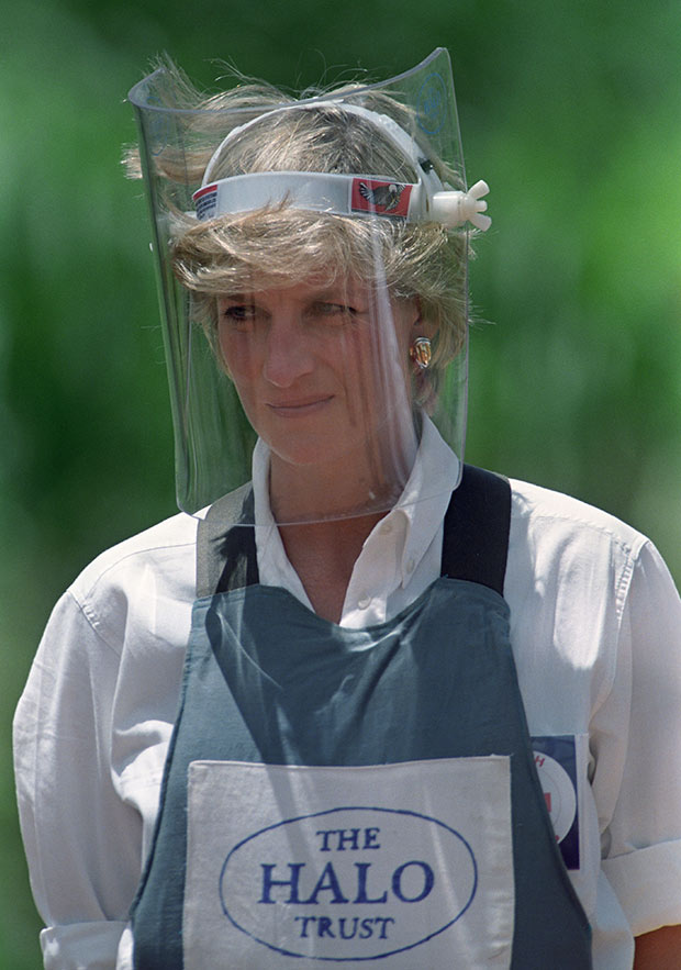 Princess Diana 
on her visit to Angola