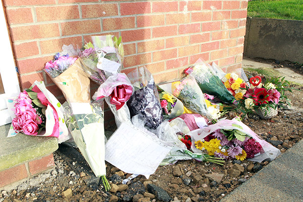  Floral tributes left by family and friends at the family home of Jane Khalaf who died after ingesting esctasy