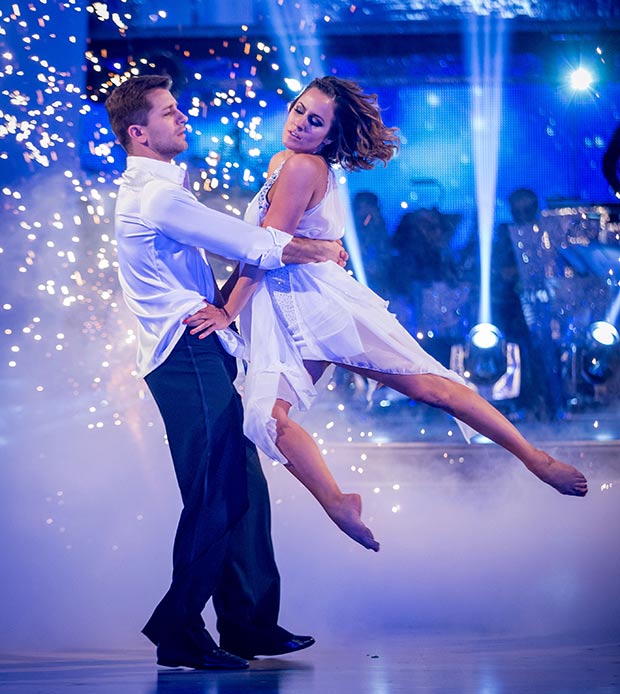 BBC handout photo of Pasha Kovalev and Caroline Flack dancing