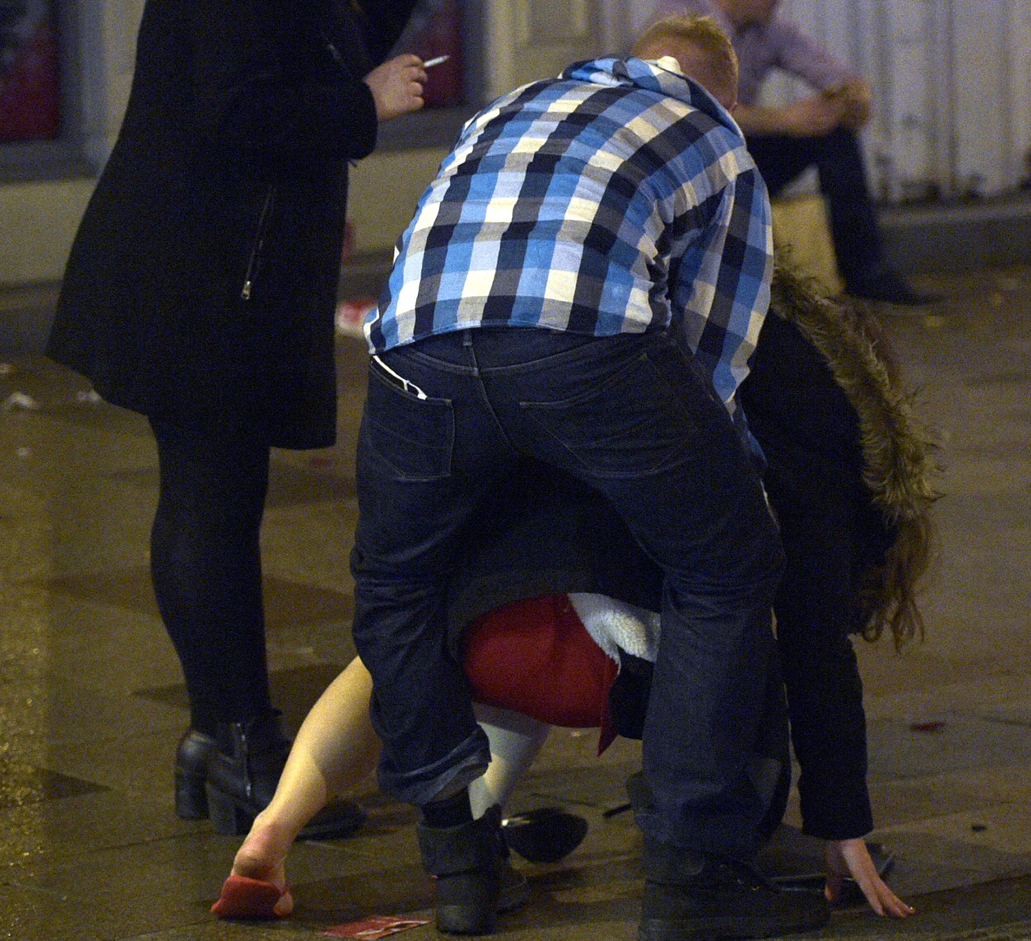 Revellers in St Mary Street, Cardiff during Black Eye Friday, as people across the country celebrate the start of the Christmas break by hitting bars, pubs and clubs