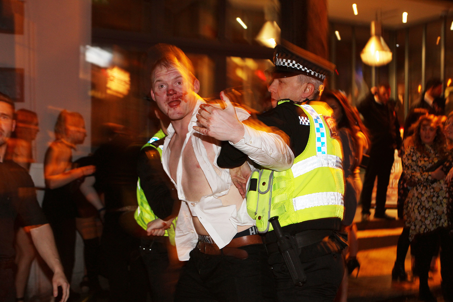 The Sun. A man is arrested for fighting in Leeds on mad Friday.