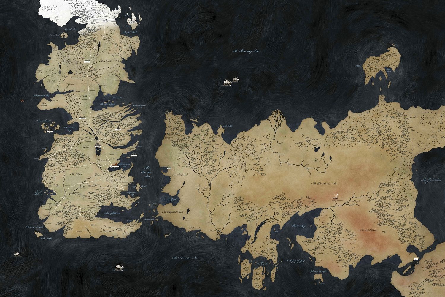 Map shows the Game Of Thrones world