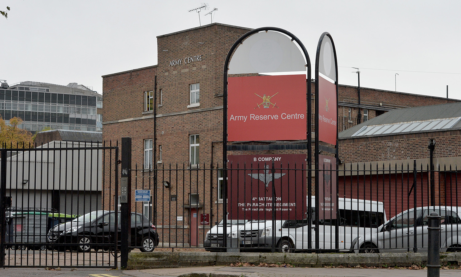 The Army Reserve Centre on South Africa Road, White City, London which was allegedly scouted out by members of a gang who have appeared in court in connection with an alleged terror plot to shoot to kill police officers or soldiers on the streets of London. PRESS ASSOCIATION Photo. Picture date: Friday October 17, 2014. Members of the gang allegedly swore allegiance to extremist group Islamic State (IS) and scouted out Shepherd's Bush police station and White City Territorial Army Barracks on a "hostile reconnaissance" mission on Google Street View, according to details in the charges. See PA story COURTS Terror. Photo credit should read: Anthony Devlin/PA Wire