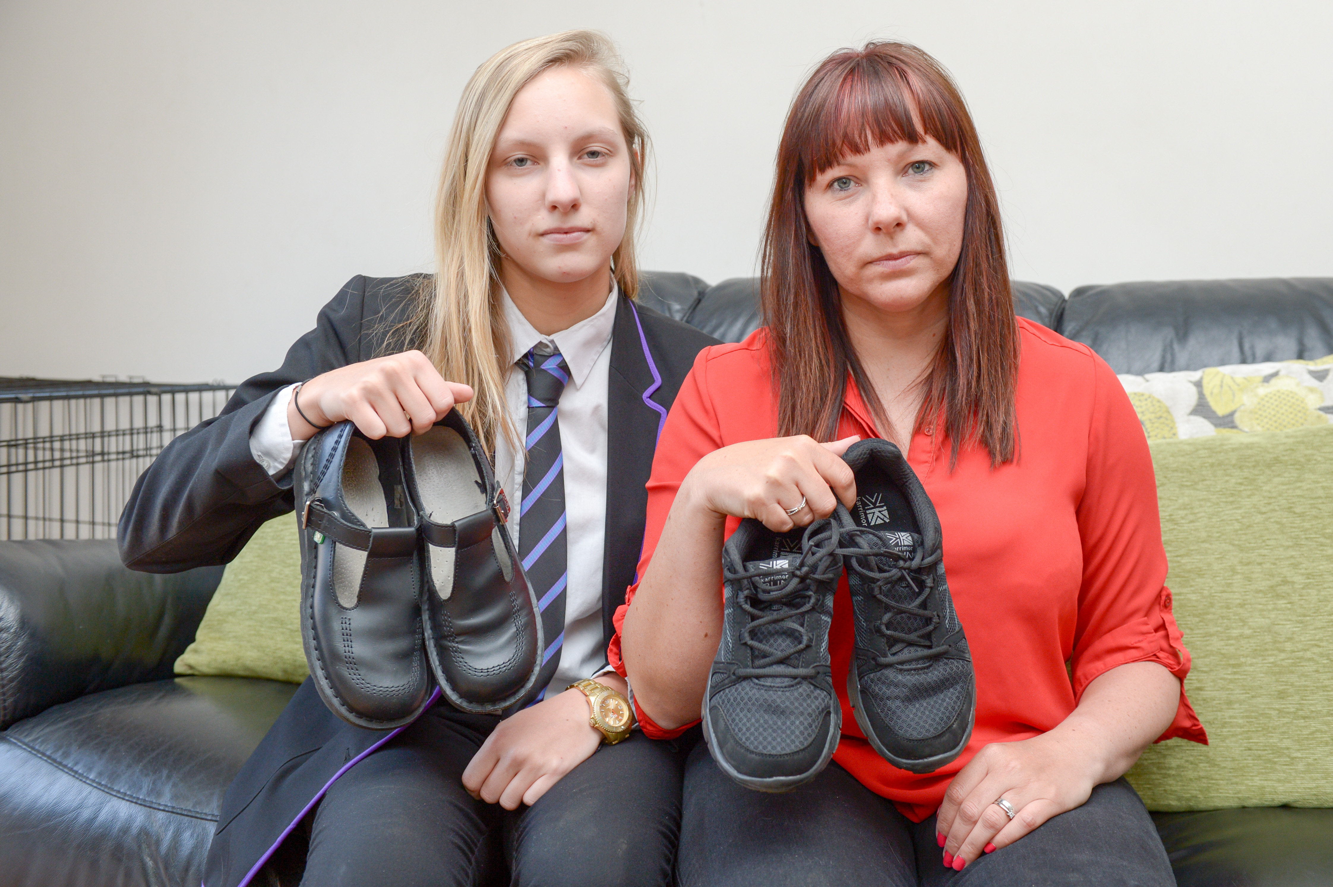  Sophie Bailey and her mum Cheryl Razzell have slammed the schools 'humiliating' shoe policy