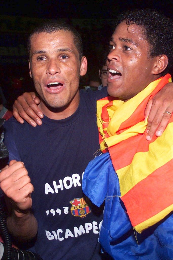  Rivaldo and Patrick Kluivert celebrate sealing the league title in 1999