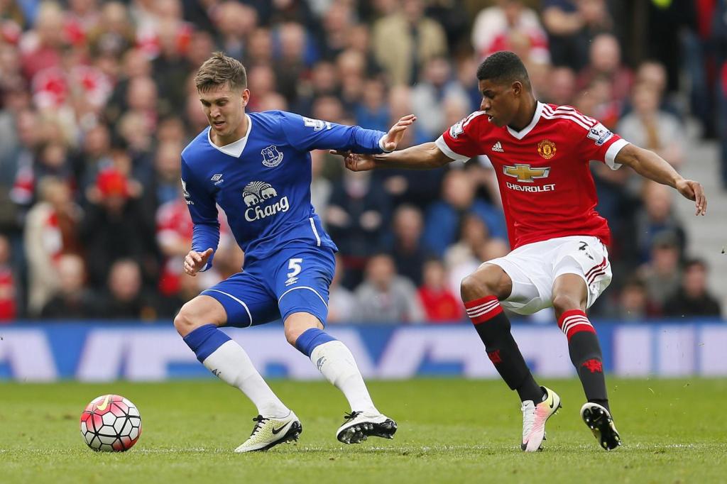  John Stones at Old Traffors this season - he could become a teammate of Marcus Rashford if Jose Mourinho gets his way