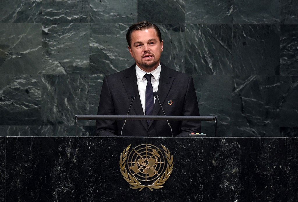  Prior to partying, Leo made a moving appearance at the UN