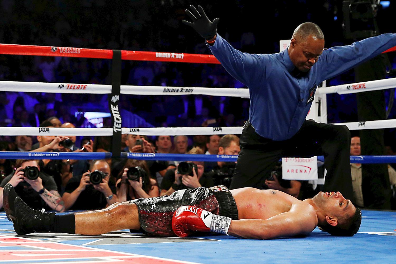  Amir Khan was knocked spark out by Canelo