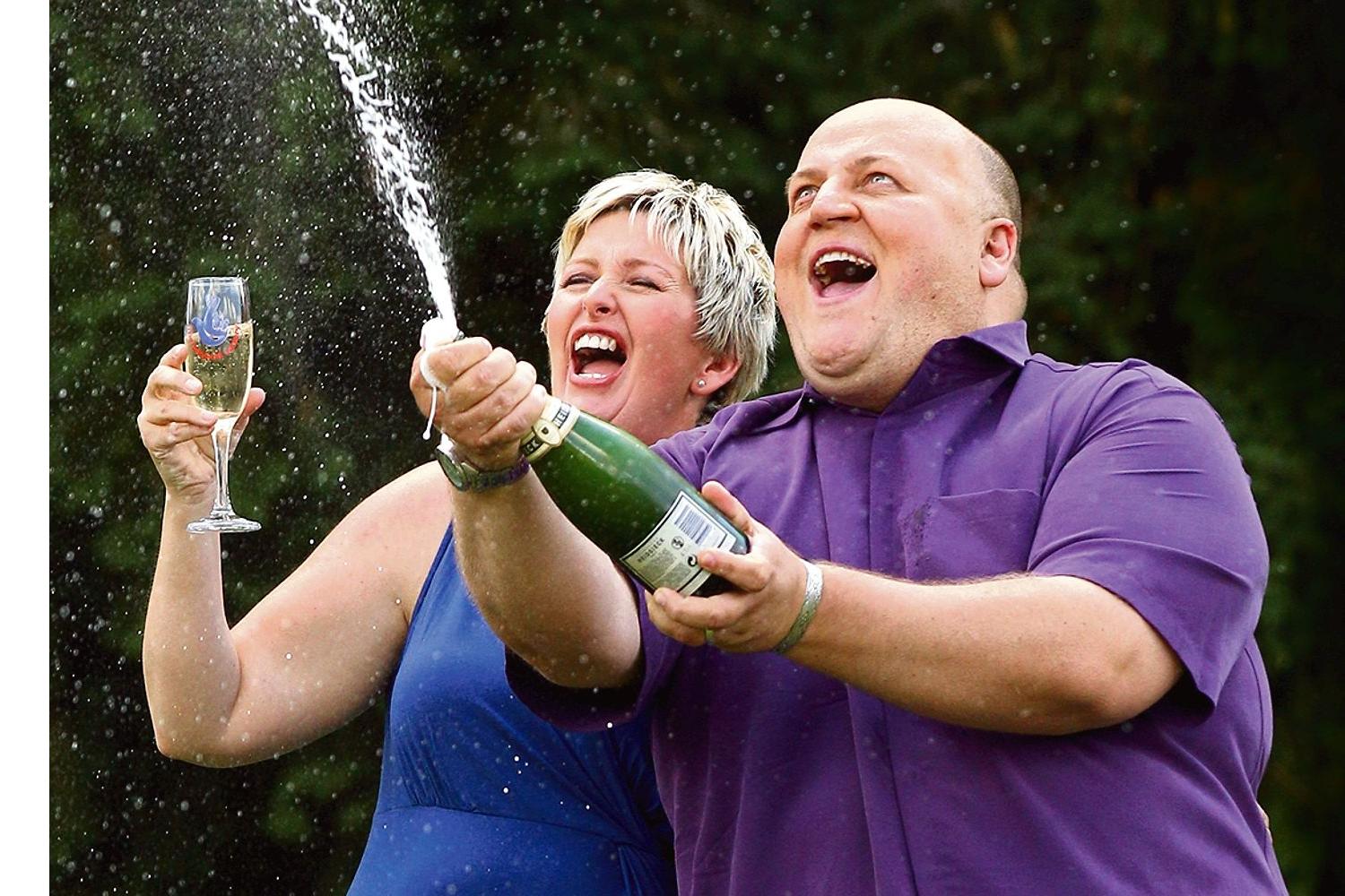 The jackpot win, Gillian & Adrian celebrate in 2012