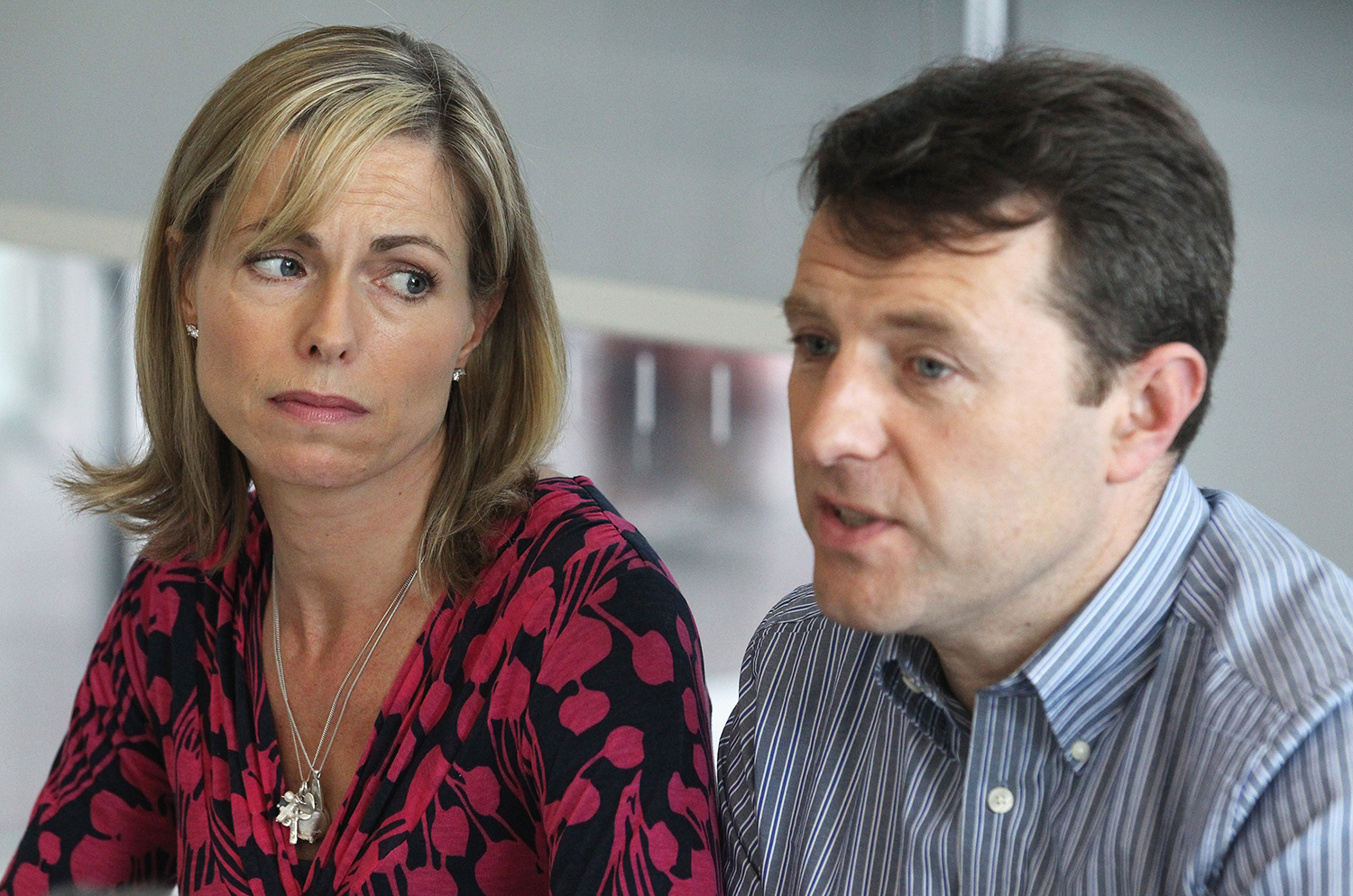 Kate and Gerry McCann hold a news conference to mark the 5th anniversary of the disappearance of their daughter Madeleine McCann, on May 2, 2012 in London, England.