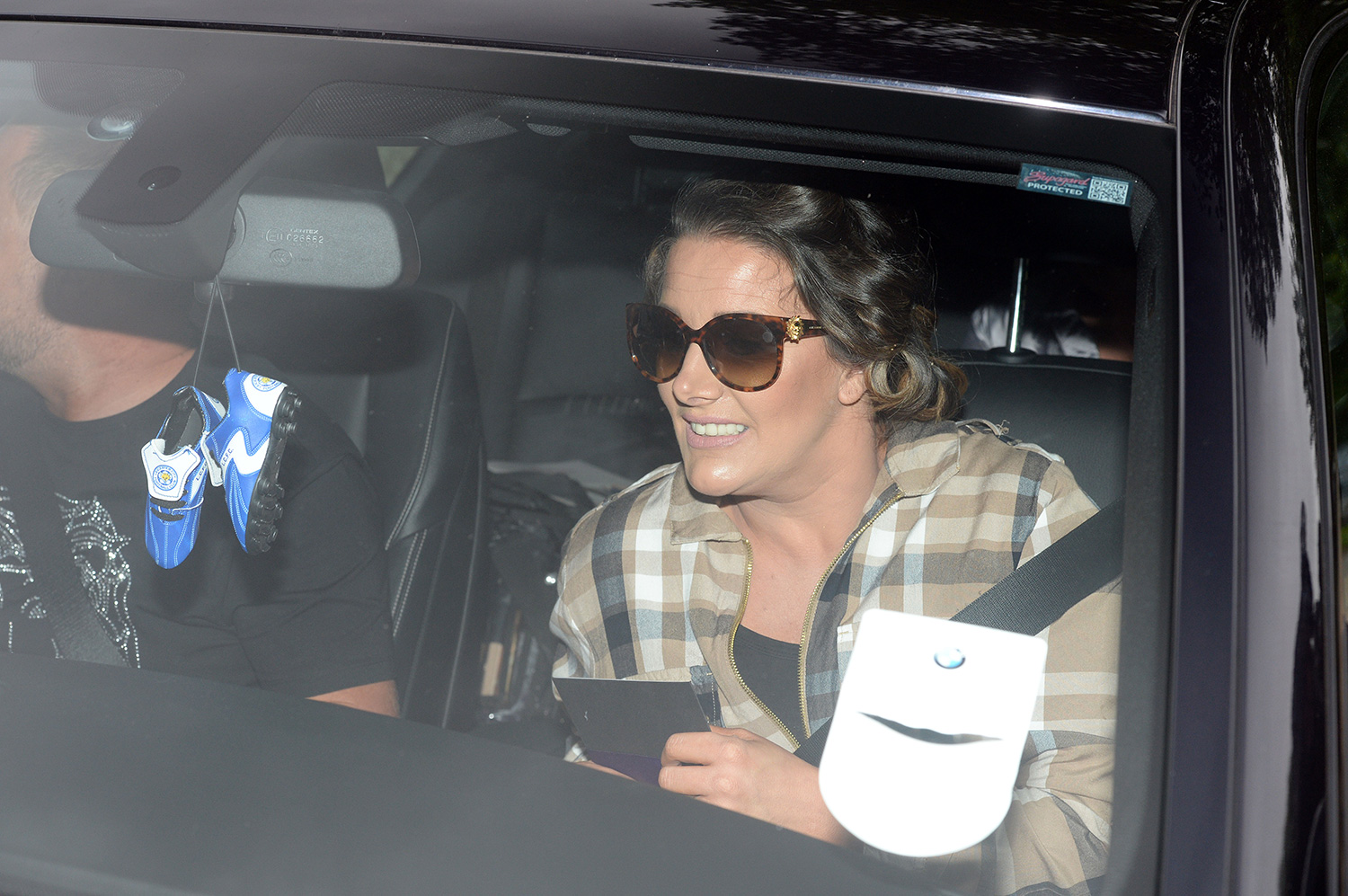 Singer Sam Bailey arrives at the wedding of Jamie Vardy and Rebekah Nicholson.