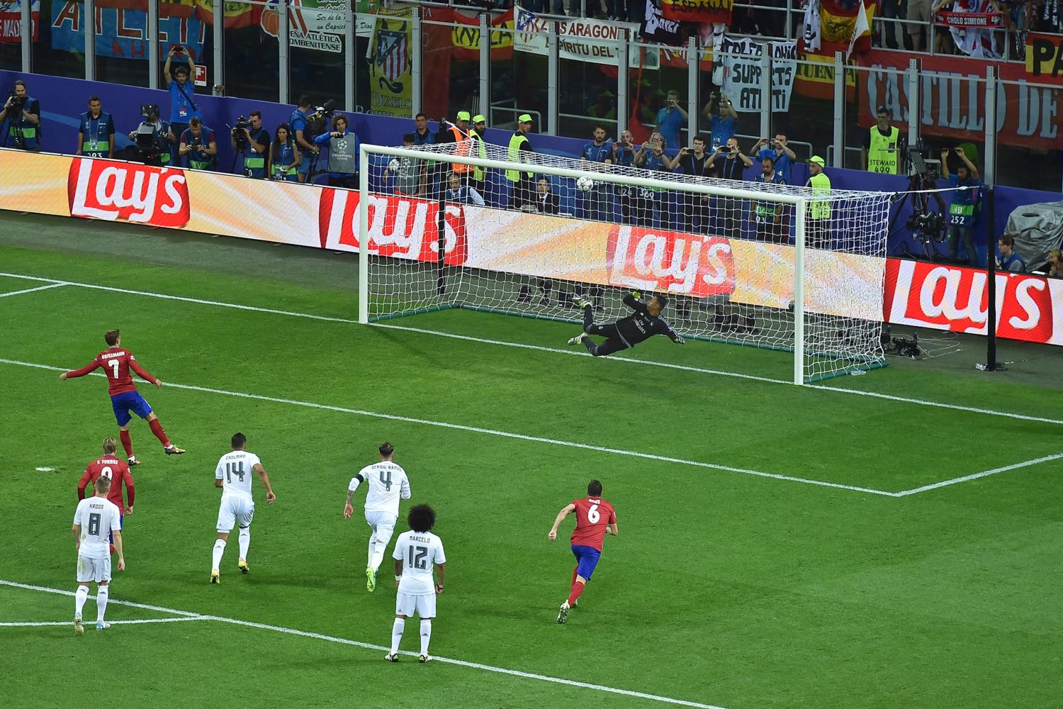 Antoine Griezmann hit the crossbar from the penalty spot when Atleti were 1-0 down