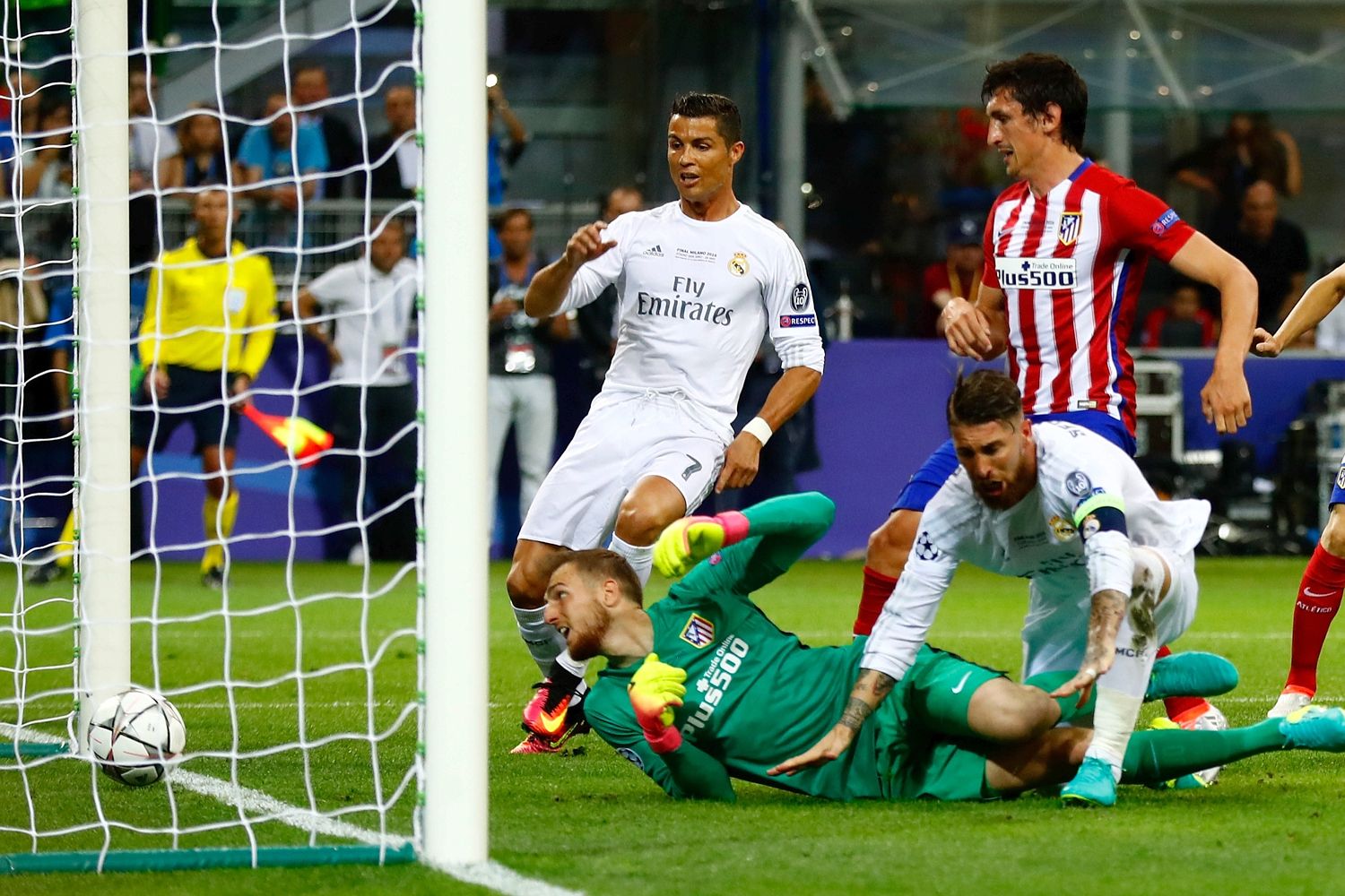 Sergio Ramos scrambles the ball over the line for the opener