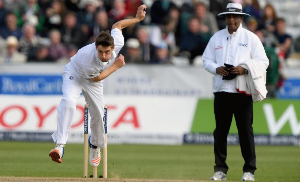  England bowler Chris Woakes toiled on day three of the Second Test at Durham