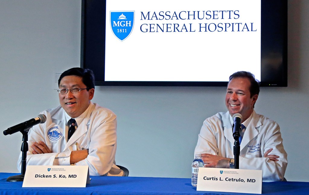  Dr. Dicken Ko, left, and Dr. Curtis Cetrulo, right, were part of the team who completed the transplant