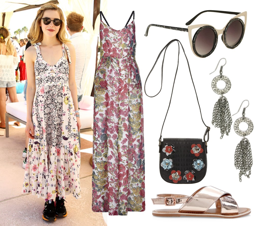  Jumpsuit, £72, Sister Jane; bag, £28, Asos.com; earrings, £10, Her Curiosity; sandals, £17.99, New Look; sunglasses, £22, Topshop