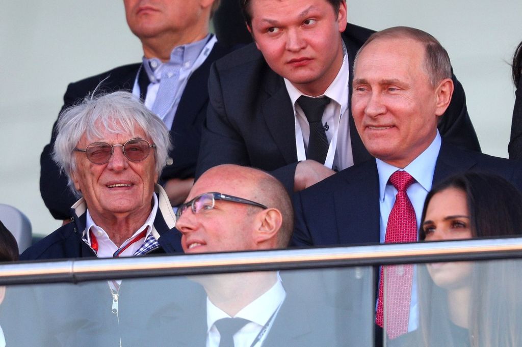 Bernie Ecclestone at the Russian Grand Prix with nation's president Vladimir Putin