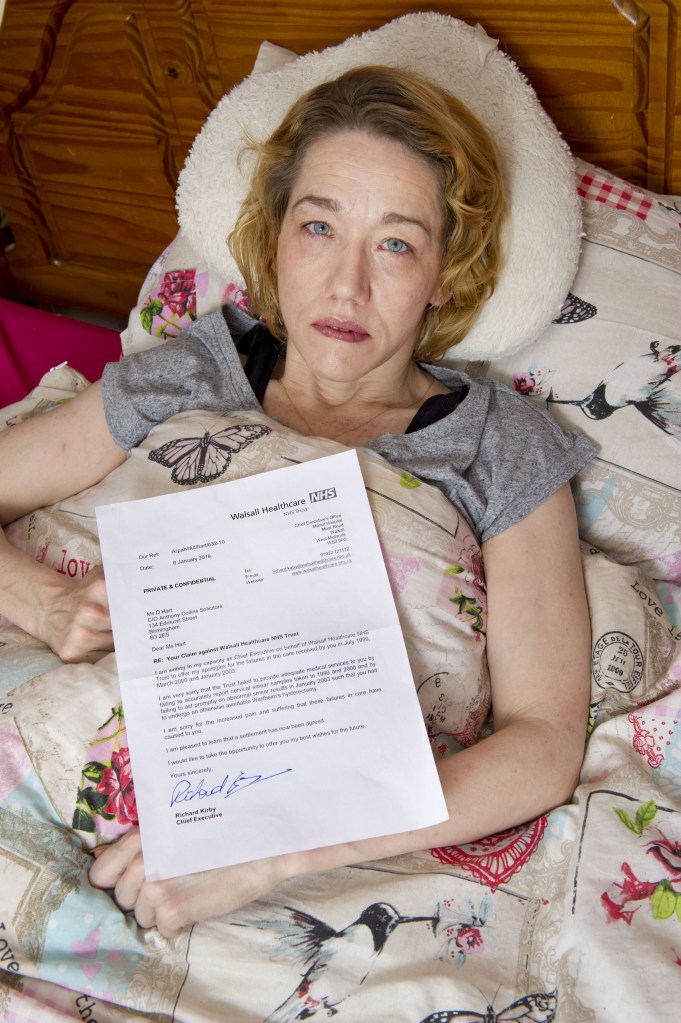  Sorry ... Dionne holding a letter of apology from Walsall Heathcare NHS