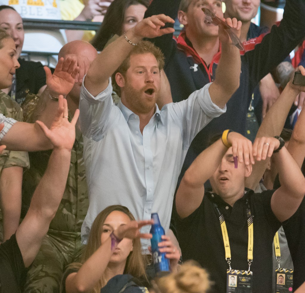 The Prince appeared to be having a whale of a time at the games yesterday