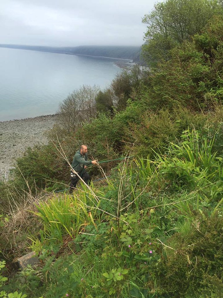  The TV star turned real life action hero to help a man who had fallen down a cliff in Devon