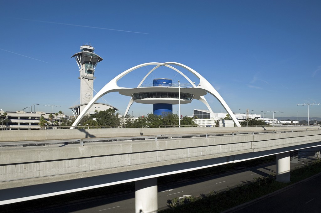  The London bound flight left LAX (pictured) 20 minutes late and was carrying several Hollywood Executives