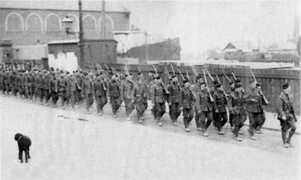  Major Andrew Dewar Gibb was in the trenches with Churchill. He is pictured here, leading the march