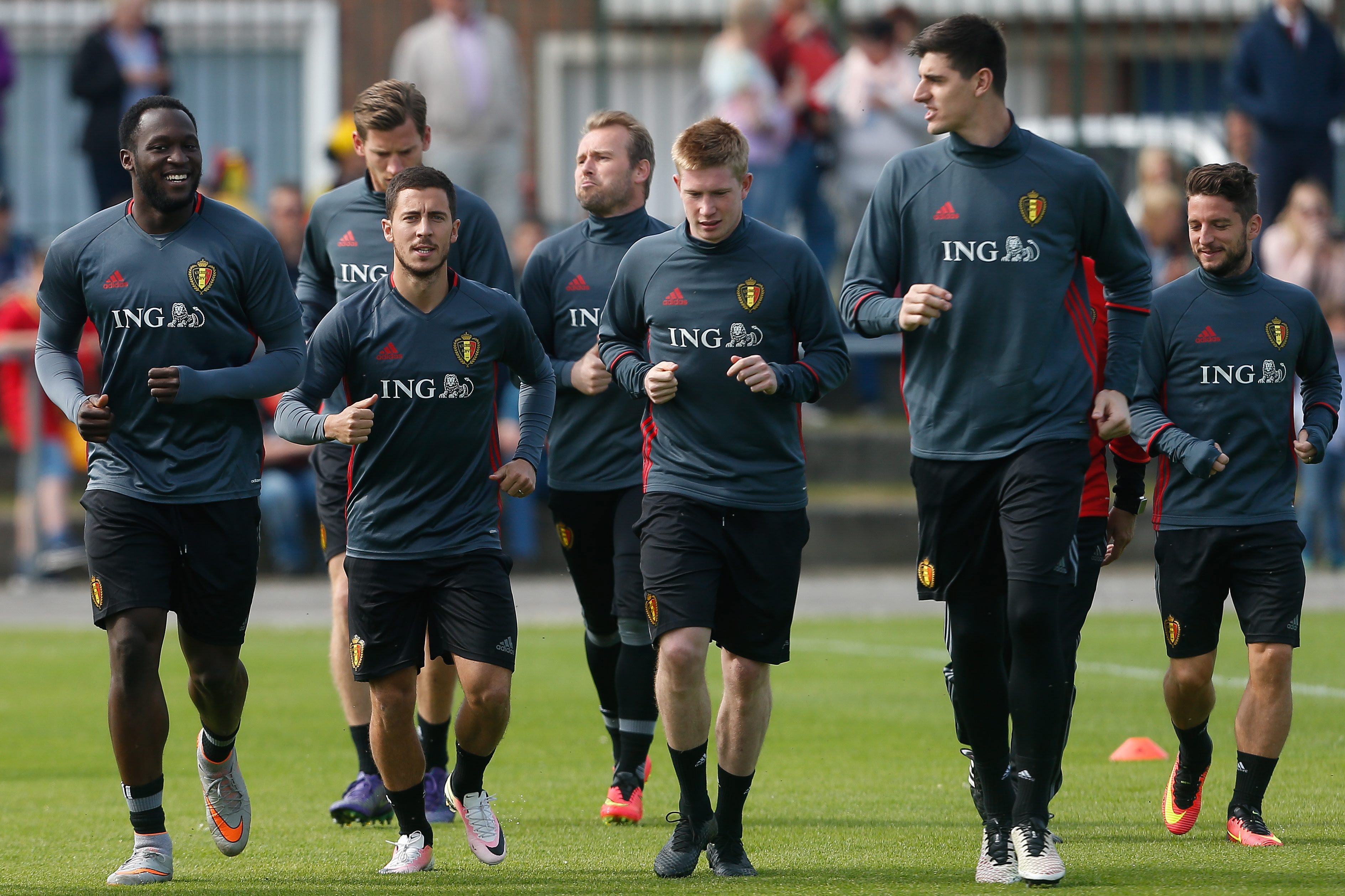  Hazard trains with Belgium team-mates like Romelu Lukaku and Kevin De Bruyne